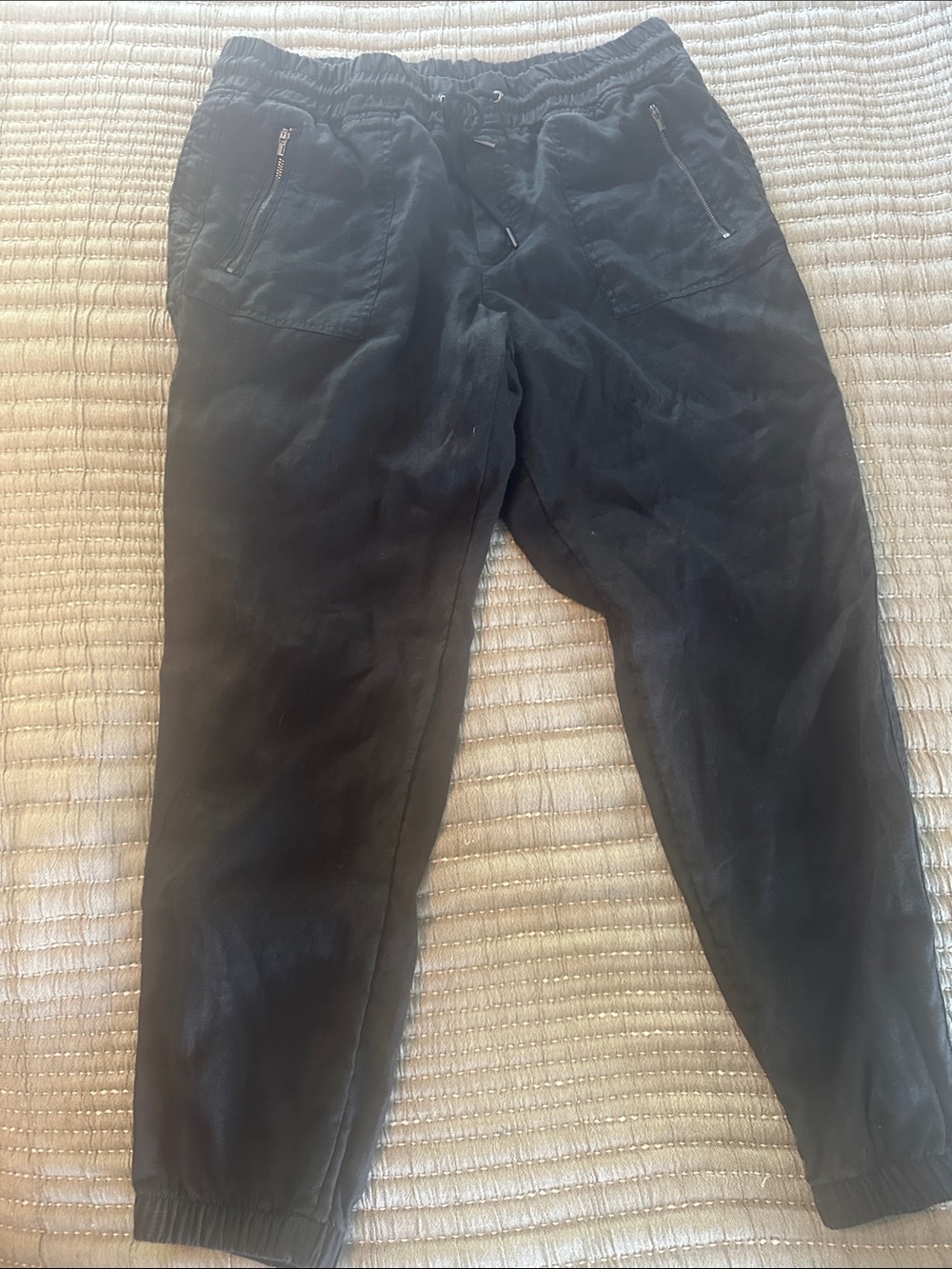 Athleta Black Drawstring Tapered Joggers